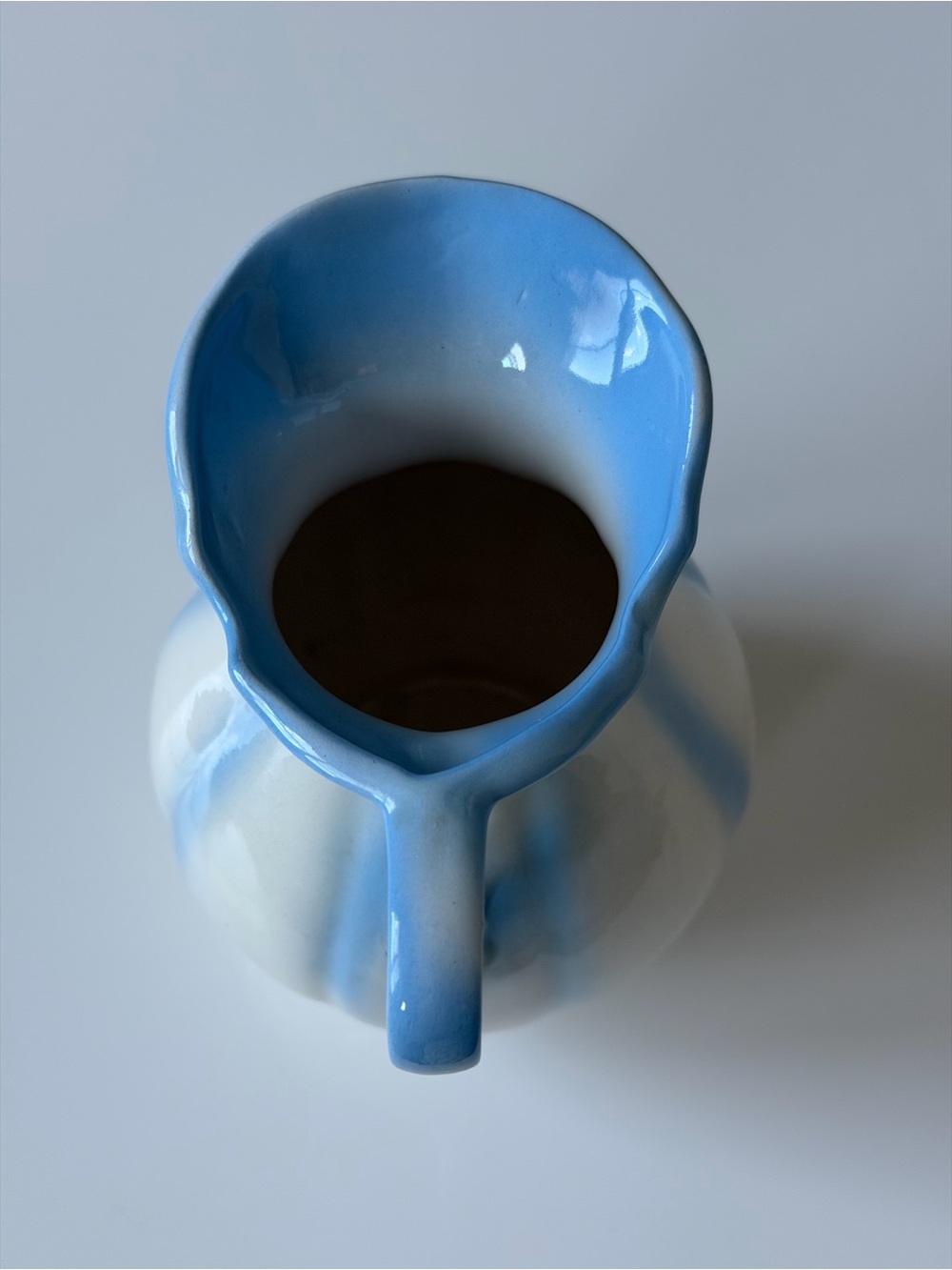 Vintage Signed Studio Pottery Mini Ceramic Pitcher Blue & White Glossy ~ 1989 - Picture 4 of 8